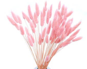 Light Pink Bunny Tails -80 stems - Natural Dried Lagurus | Gift | Home Decor | Dried Flowers Bunny tails | Wedding | Cake Decoration | Boho