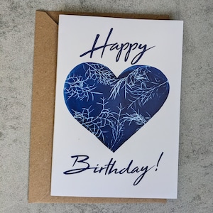 Happy Birthday Cyanotype Heart Card