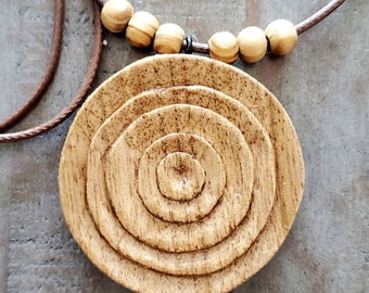 Round Stylized Wooden Necklace Pendent