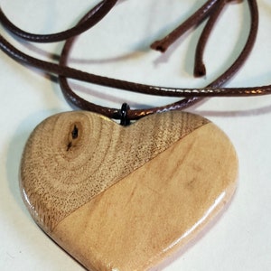 2 Toned Wooden Heart Pendant - thin