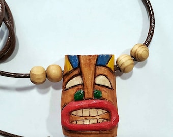 Wooden Tiki Pendant #1