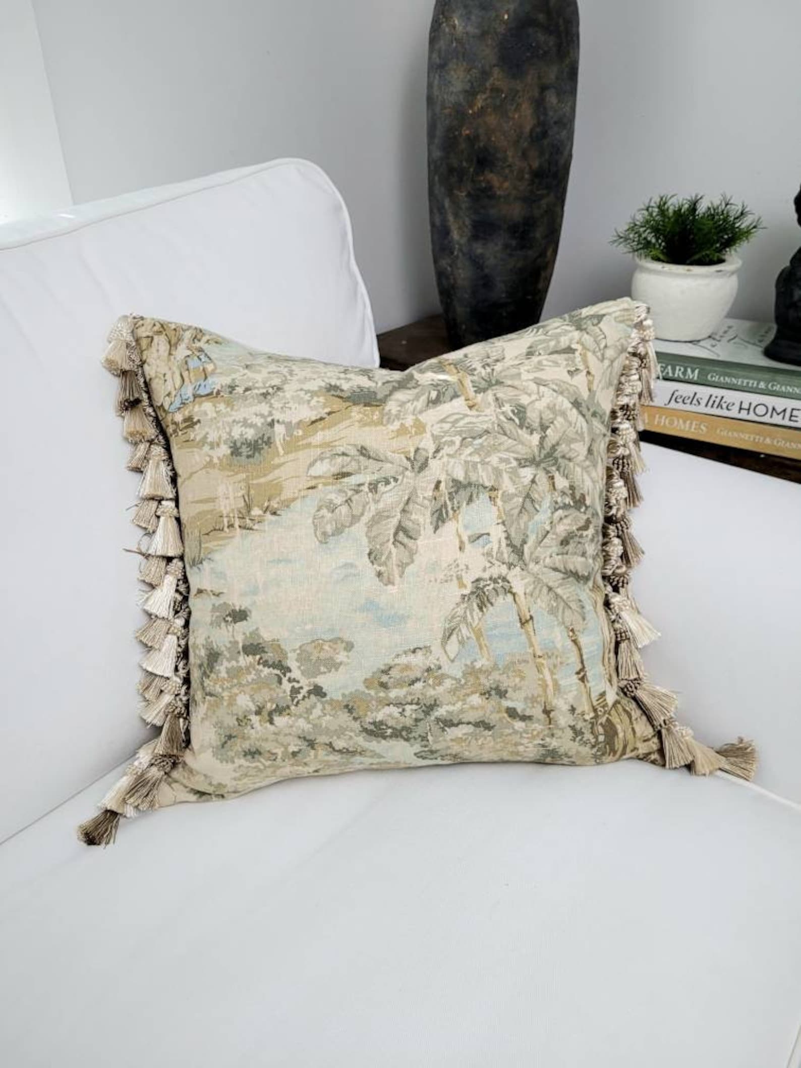 French Country Toile Pillow Cover, Bosporus Flax, Decorative Throw ...