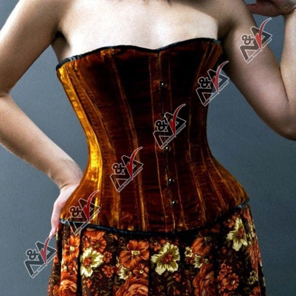 Handmade Women halfbust corset Velvet steel-boned authentic heavy corset NA-73