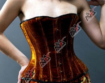 Handmade Women halfbust corset Velvet steel-boned authentic heavy corset NA-73