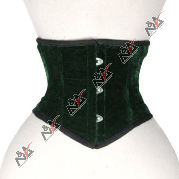 Handmade Hot Women Green Velvet Underbust Corsets Steel Boned Truly Waist Trainer Corsets NA-55GV