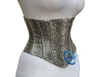 Handmade New Snakeskin Women Faux Leather Underbust Corsets Steel Boned Under Bust Waist Training Hourglass Snake Corset NA-01SL