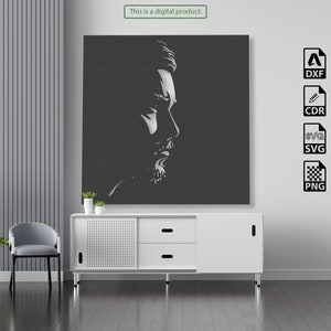 Man Face Portrait DXF file for laser and plasma cut  -  Svg and Png files for prints - Ai and Cdr files for editing.