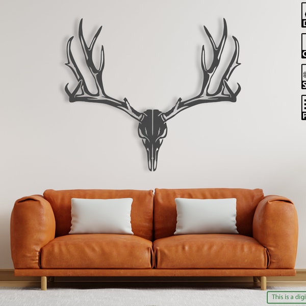 Deer Skull Portrait DXF file for laser and plasma cut  -  Svg and Png files for prints - Ai and Cdr files for editing.