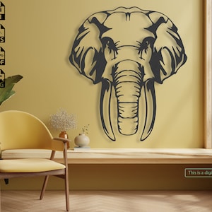 Elephant Portrait DXF file for laser and plasma cut  -  Svg and Png files for prints - Ai and Cdr files for editing.