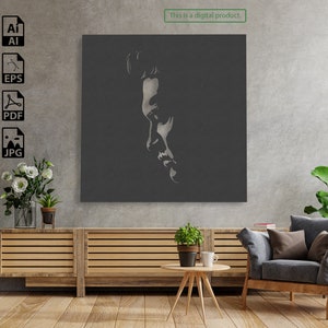 Man Face Portrait DXF file for laser and plasma cut  -  Svg and Png files for prints - Ai and Cdr files for editing.