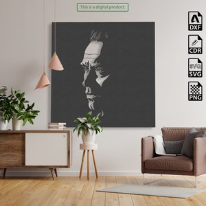 Man Face Portrait DXF file for laser and plasma cut  -  Svg and Png files for prints - Ai and Cdr files for editing.