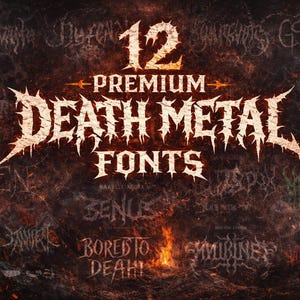 Meer dan 12 premium deathmetal-lettertypen voor je duistere ontwerpen, blackmetal-lettertype, deathmetal-lettertype in OTF- en TTF-bestandsformaat.