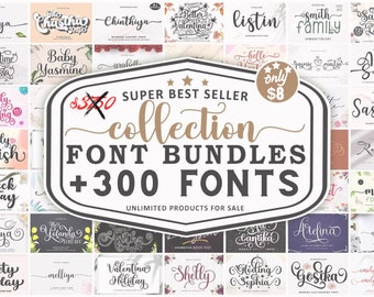 Handlettered Font Bundle - Kursive Schriftart, handschriftliche Schriftart, Kalligraphie-Schriftart, Schreibschrift, Cricut, Procreate, Canva, Hochzeit, kommerzielle Nutzung