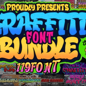Graffiti Font Bundle - Graffiti font, urban font, street font, tagging font, Street Font, Wall art Font, gaming font