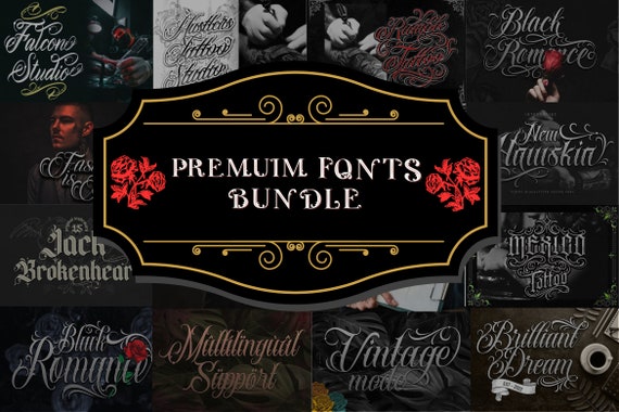 Ultimate Tattoo Fonts Bundle - 20 Premium Tattoo Fonts Bundle , Custom tatoos design, Logo Fonts, Black Letter Calligraphy