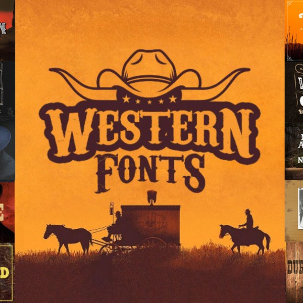 Western Font Bundle, Western Fonts Collection, Cowboy Font, Cowboy Font Silhouette, Cricut Font, Bundle Font, Cute Fonts, Instant Download