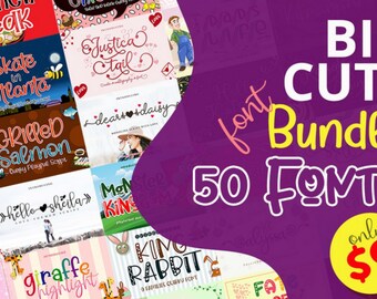 フォント バンドル - かわいいフォント、Cricut フォント バンドル、スクリプト フォント、Cricut 用フォント、Procreate フォント、レトロ フォント、手書きフォント、フォント バンドル