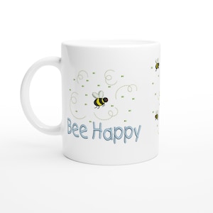 Bee Happy Tasse: Einzigartige Keramik Kaffeetasse, Hummel Design