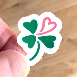 Sticker d'un trèfle à quatre feuilles - Autocollant porte bonheur - Petit cadeau qui porte chance - Sticker Pour la Saint-Patrick