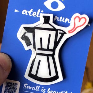 Bialetti Herz Moka Kaffeemaschine Anstecker - Geschenk für Kaffeeliebhaber - handgemachtes Kleidungsaccessoire Schmuck