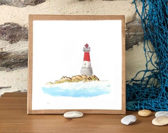 Lighthouse, Brittany, France, art print - french maritime decor - gift for sailing fan