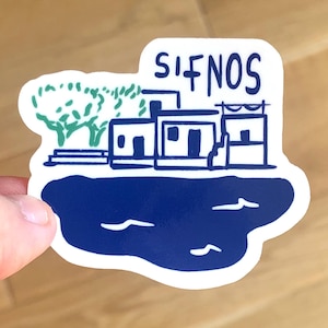 Autocollant de l'île de Sifnos, cyclades Grèce - Sticker pour Carnet de Voyage - Sticker grec pour ordinateur portable ou agenda
