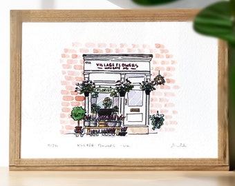 Village flower shop, London, United Kingdom - limited series art print with or without frame