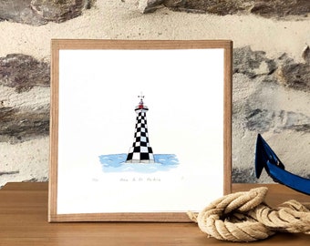 French Lighthouse Wall Art - Coastal Decor - Perfect Present for Dad - Loctudy, Brittany