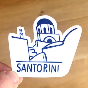 Sticker de Santorin, cyclades Grèce - Autocollant pour Carnet de Voyage - Autocollant île grecque pour ordinateur portable, agenda