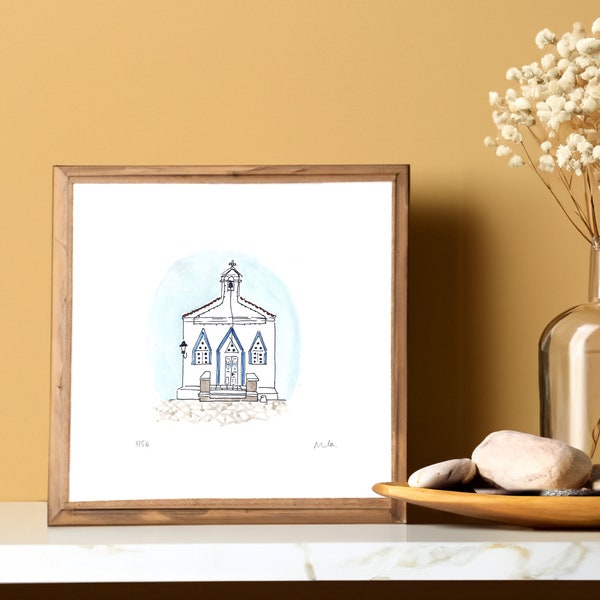 Scenic Andros Agia Varvara Church Art - Souvenir for Him or Her - Greece Vacation Gif