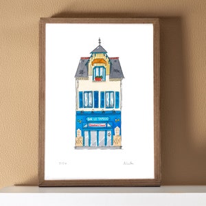Cancale, Bar Le Tapecul - Lámina enmarcada | Acuarela Bretaña | Decoración bretona