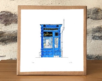 Music Bookstore in Paris Art Print - Charming Gift for Musicians and Luthiers