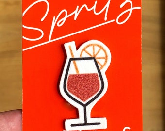 Colorful Italian Spritz Cocktail Lapel Pin - Whimsical Bestie Present - Cocktail Lover's Accessory
