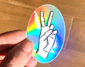 V Peace Holographic Sticker - Laptop Decal for Bestie