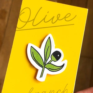 Olivo, spille glitterate fatte a mano - spilla con olio d'oliva - regalo dell'albero della pace