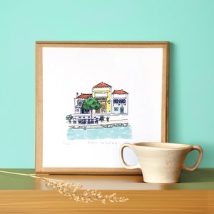 Poros, Saronico, Grecia, stampa artistica personalizzata - arredamento mediterraneo personalizzato - regalo souvenir dell'isola greca