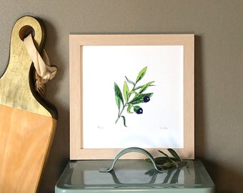 Olive branch art print - Wall art gardener gift - mediterranean wall decor