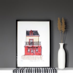 Bar Le Melody Nelson, Rennes Brittany, impressão artística - Rennais bar gift - decoração de parede rústica