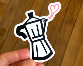 Autocollant Moka, cafetière Bialetti - Sticker mug café - Accessoire thermos café