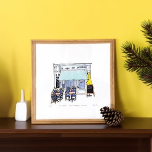 Le Café des Jacobins, Rennes, stampa artistica personalizzata - souvenir gourmet della Bretagna - decorazione murale del bistrot Rennais
