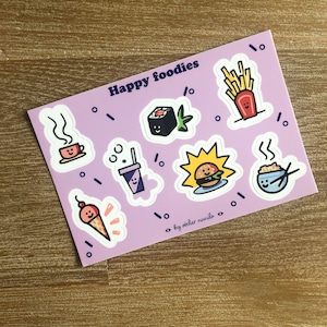 Planche d'autocollants, "happy foodies" stickers pour boîte bento