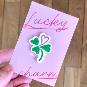 Glittery Four-Leaf Clover Pin - Lucky Charm for Love & Happiness Gift