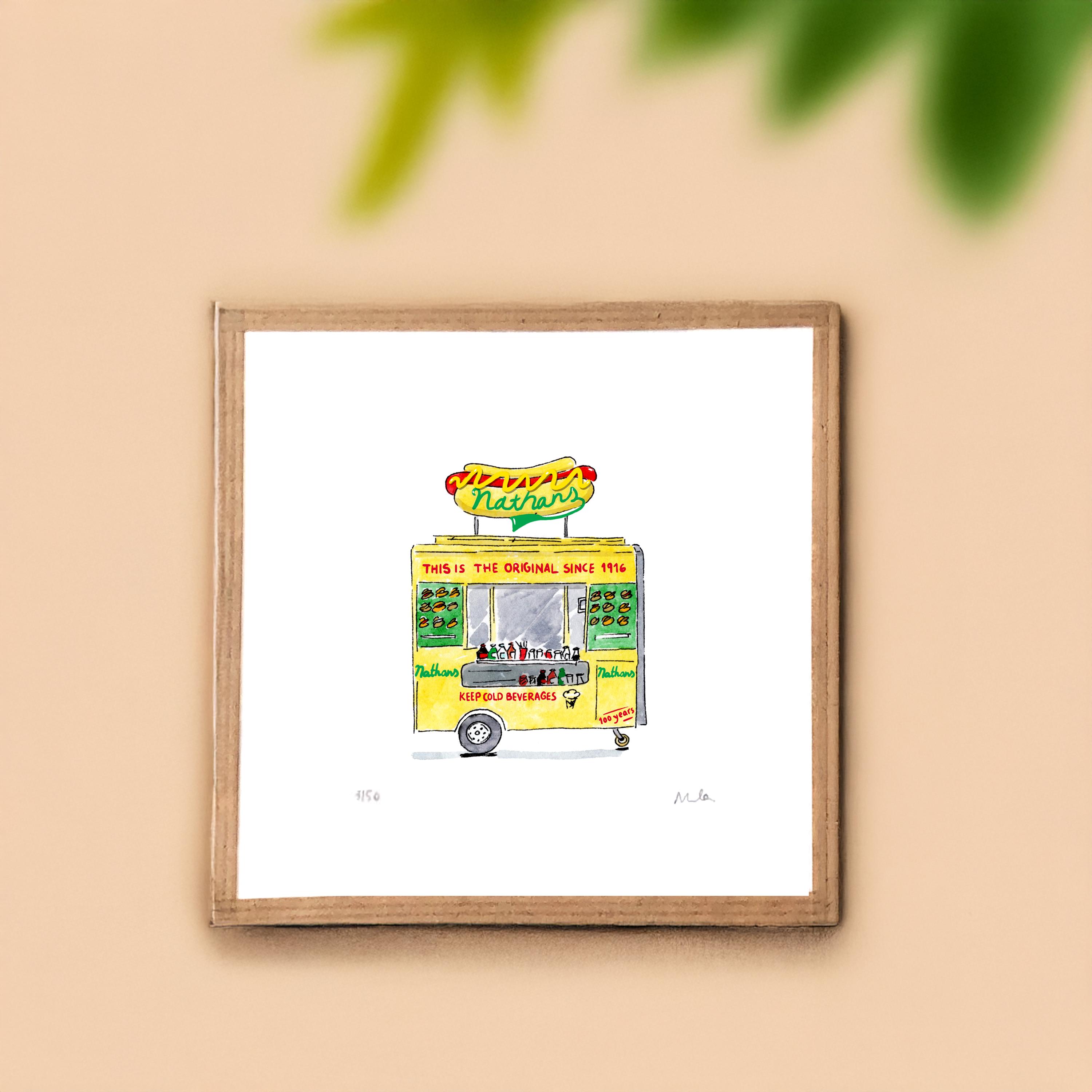 Nathan's Hot Dog Food Truck Print - NYC Kitchen Decor
