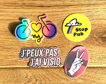 Sticker bundle, "love my bike" + "stop publicity" rainbow