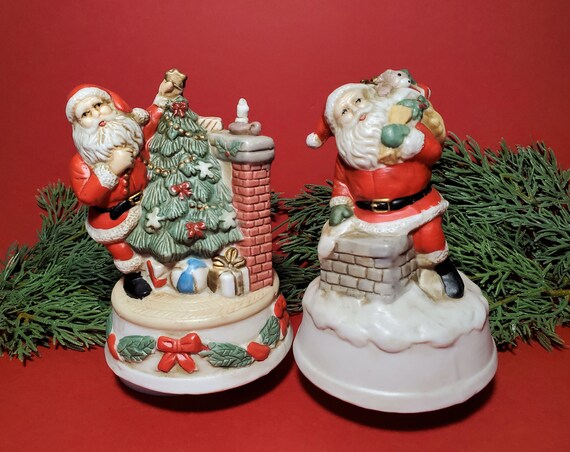 Vintage Turning Santa Musical Figurines - Etsy