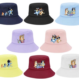 Unisex Custom Bluey Themed Bucket Hat, Summer Time, Toddler and Kids Hat