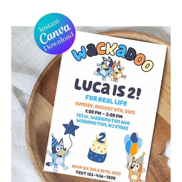 Custom Wackadoo DIGITAL download Birthday Invitation - NOT a physical item!