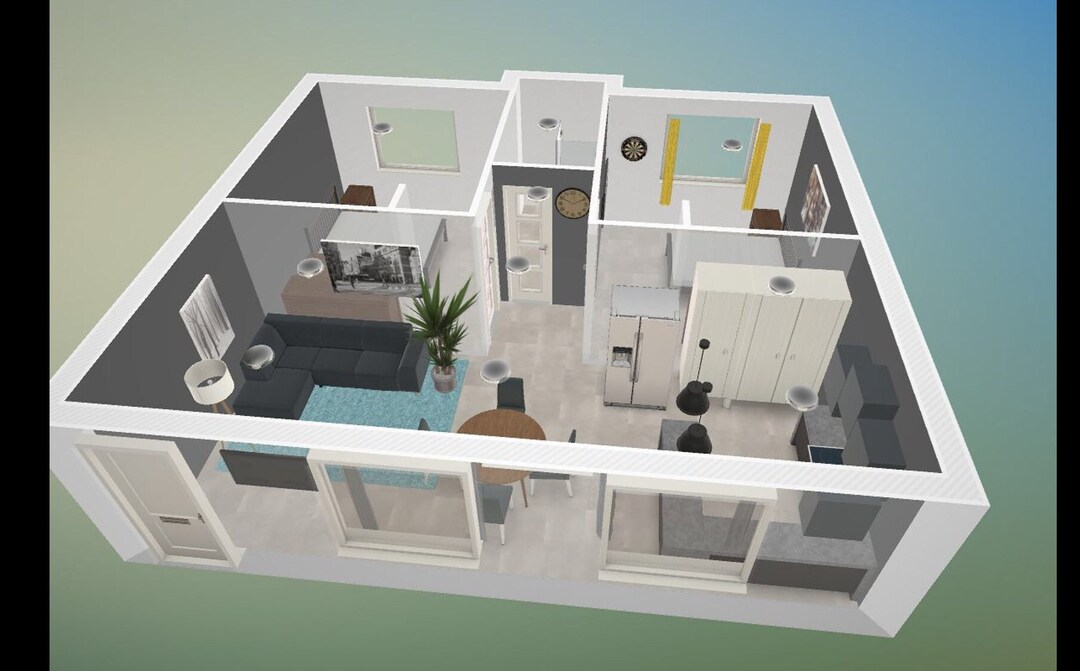 2 Bedroom/1 Bath Open Floor Plan 684.05 Sq2 (63.55 M2) - Etsy