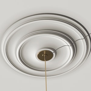 Sleek and Minimalist: Plaster Ceiling Medallion with Soft Lines Design 16", 22", 26", 30", 3D Wall Art Installation, Art Deco Stylish Decor