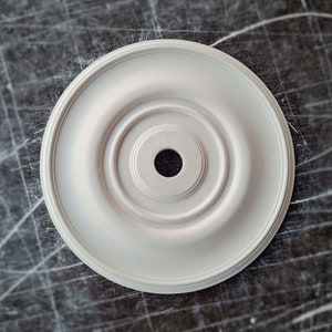 Ceiling Medallion – 12 Inch White Decorative Cover Plate, Split Design For Fans & Lights, PU Material, Easy No-Drill Install